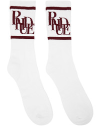 Rhude White Burgundy Scramble Logo Socks