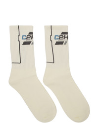 C2h4 White Company Logo Socks
