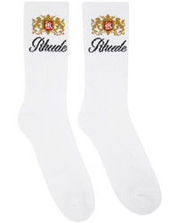 Rhude White Crest Logo Socks