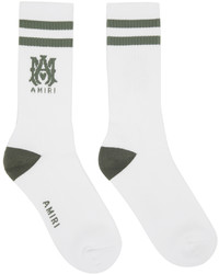Amiri White Green Ribbed Ma Socks