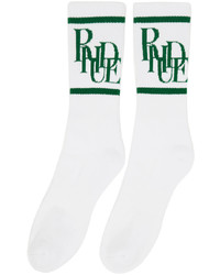 Rhude White Green Scramble Logo Socks