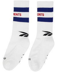 Vetements White Navy Reebok Edition Iconic Logo Socks