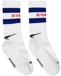 Vetements White Navy Reebok Edition Iconic Logo Socks