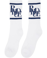 Rhude White Navy Scramble Logo Socks