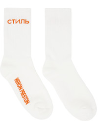 Heron Preston White Orange Ctnmb Socks