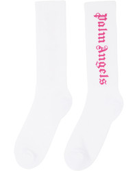 Palm Angels White Pink Classic Logo Socks