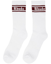 Rhude White Red Stripe Logo Socks