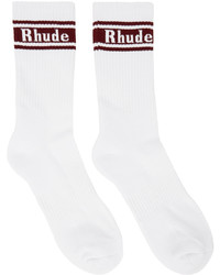 Rhude White Red Stripe Logo Socks