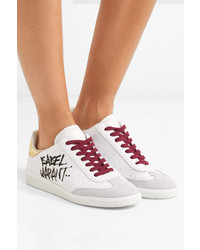 Isabel Marant Bryce Printed Leather And Suede Sneakers White