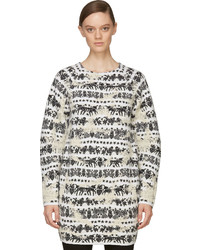 Alexander McQueen Black And White Distressed Motif Sweater Dress