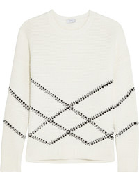 Vince Intarsia Cotton Blend Sweater Off White