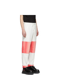 Feng Chen Wang White And Pink Contrast Striped Lounge Pants