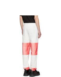 Feng Chen Wang White And Pink Contrast Striped Lounge Pants