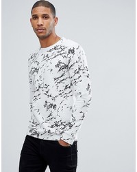 Tom Tailor Crew Neck Sweat With Marble Print