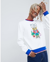 Polo Ralph Lauren Hi Tech Capsule Bear Print Sweatshirt In White Multi