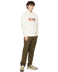 MAISON KITSUNÉ Off White Line Friends Edition Face Print Sweatshirt