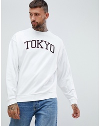 ASOS DESIGN Oversized Sweatshirt With City Print In White