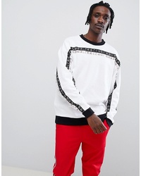 ASOS DESIGN Oversized Sweatshirt With Text Taping In White