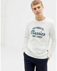 Burton Menswear Sweatshirt With Classic Print And Front Pocket In White