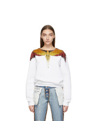 Marcelo Burlon County of Milan White And Multicolor Glitch Wings Sweatshirt