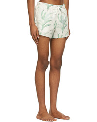 COMMAS Off White Green Palm Leaf Short Length Swim Shorts