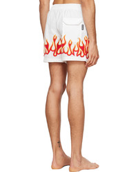 Palm Angels White Burning Flames Swim Shorts