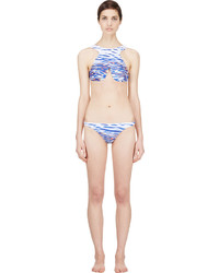 Dion Lee Blue And White Print Two Piece Swimsuit
