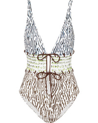 On The Island By Marios Schwab Calypso Lace Up Printed Swimsuit