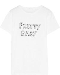 J Brand Bella Freud Pretty Baby Printed Pima Cotton Jersey T Shirt White