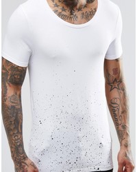 Asos Brand Extreme Muscle T Shirt With Scoop Neck And Splatter Hem Print