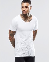 Asos Brand Extreme Muscle T Shirt With Scoop Neck And Splatter Hem Print