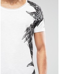 Asos Brand T Shirt With Scoop Neck And Bird Print Side Placet