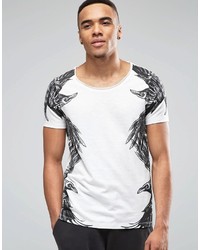 Asos Brand T Shirt With Scoop Neck And Bird Print Side Placet