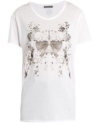 Alexander McQueen Butterfly Print Cotton Jersey T Shirt