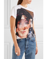 House of Holland Cher Printed Cotton Jersey T Shirt White