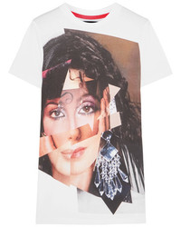 House of Holland Cher Printed Cotton Jersey T Shirt White