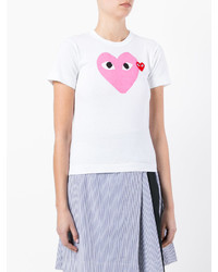 Comme des Garcons Comme Des Garons Play Pink Heart Printed T Shirt