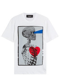 DSQUARED2 Cotton T Shirt With Skeleton Print