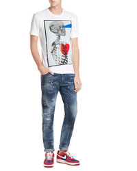 DSQUARED2 Cotton T Shirt With Skeleton Print