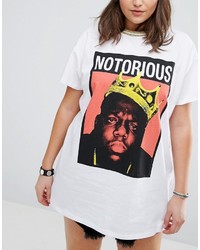 Asos Curve Curve T Shirt In Super Oversized Fit With Notorious Big Print And Tipping