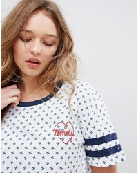 Tommy Hilfiger Denim All Over Print T Shirt With Tommy Heart Logo