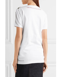 Dolce & Gabbana Embellished Printed Cotton Jersey T Shirt White