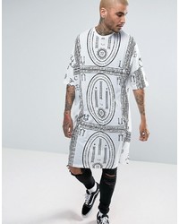 Asos Extreme Longline T Shirt With All Over Mystic Print