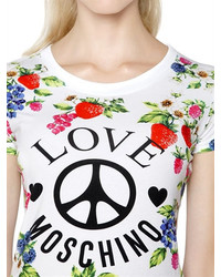 Love Moschino Floral Printed Cotton Jersey T Shirt