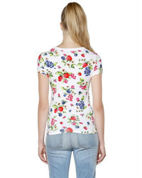 Love Moschino Floral Printed Cotton Jersey T Shirt