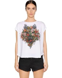 Floral Wold Print Cotton Jersey T Shirt