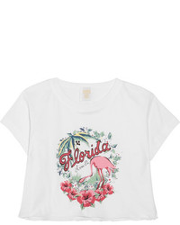 Anna Sui Florida Cropped Printed Cotton Jersey T Shirt White