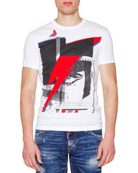 DSQUARED2 Graphic Print Short Sleeve Jersey Tee White