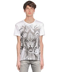 Just Cavalli Leopard Printed Cotton Jersey T Shirt