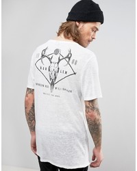 Asos Linen Look Longline T Shirt With Skull Back Print